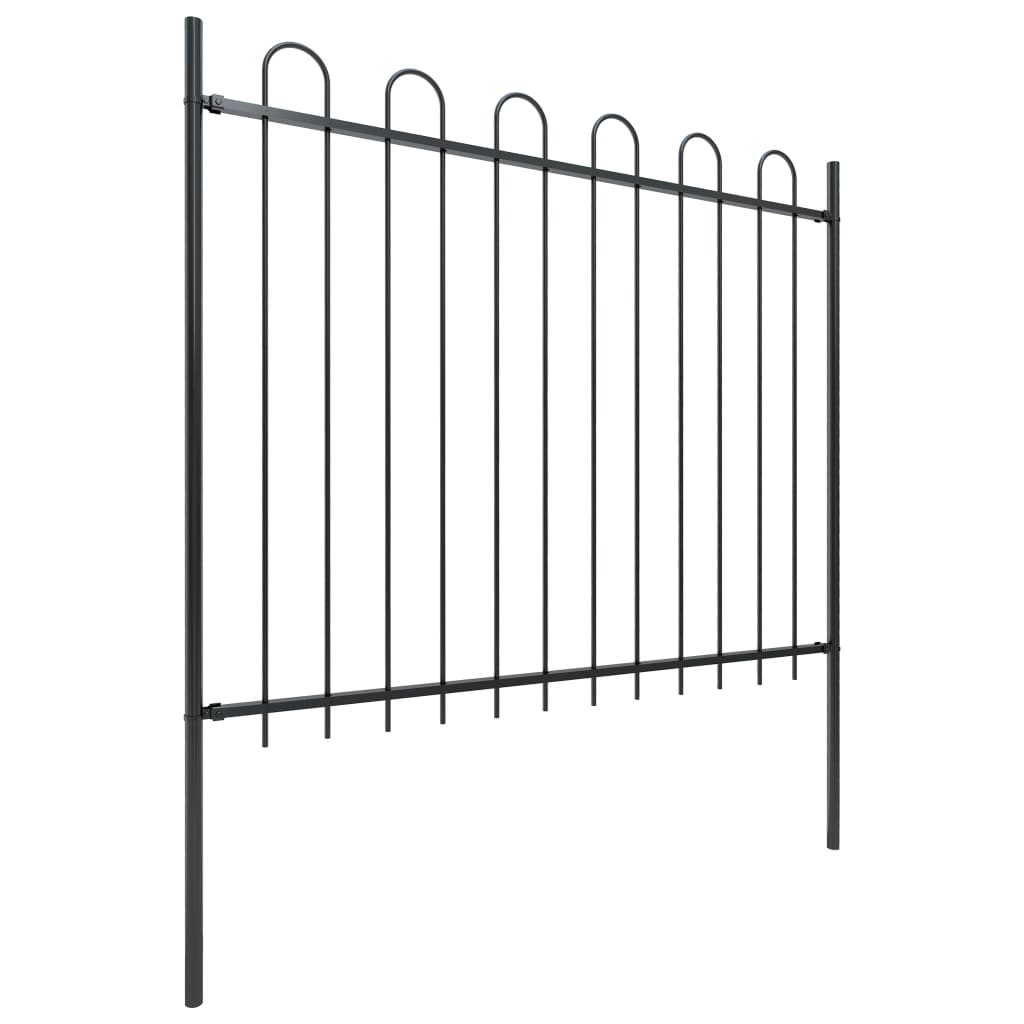vidaXL Garden Fence with Hoop Top Steel 1.7 m Black