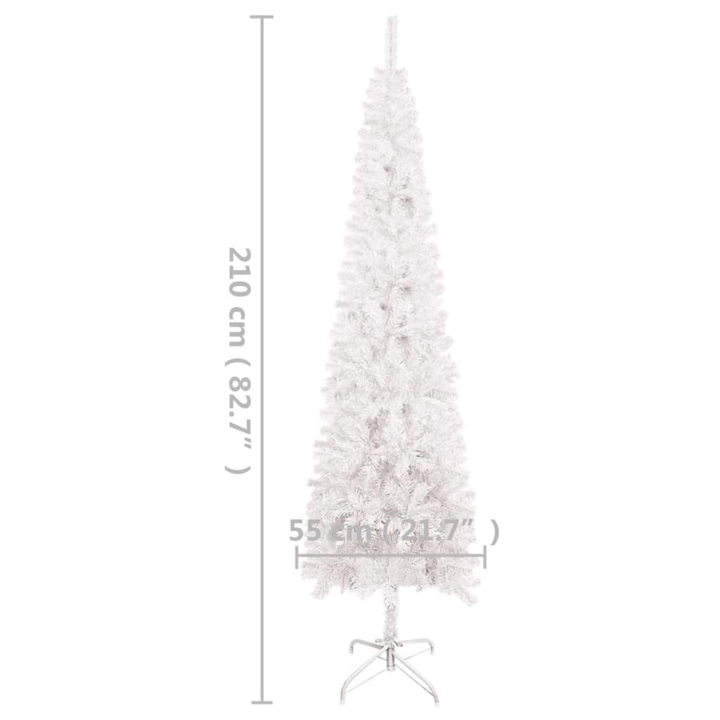 vidaXL Slim Pre-lit Christmas Tree White 210 cm