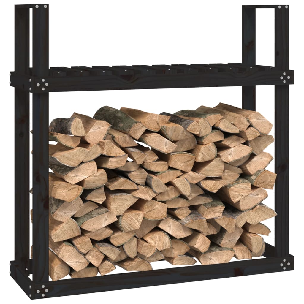 vidaXL Firewood Rack Black 110x35x108.5 cm Solid Wood Pine
