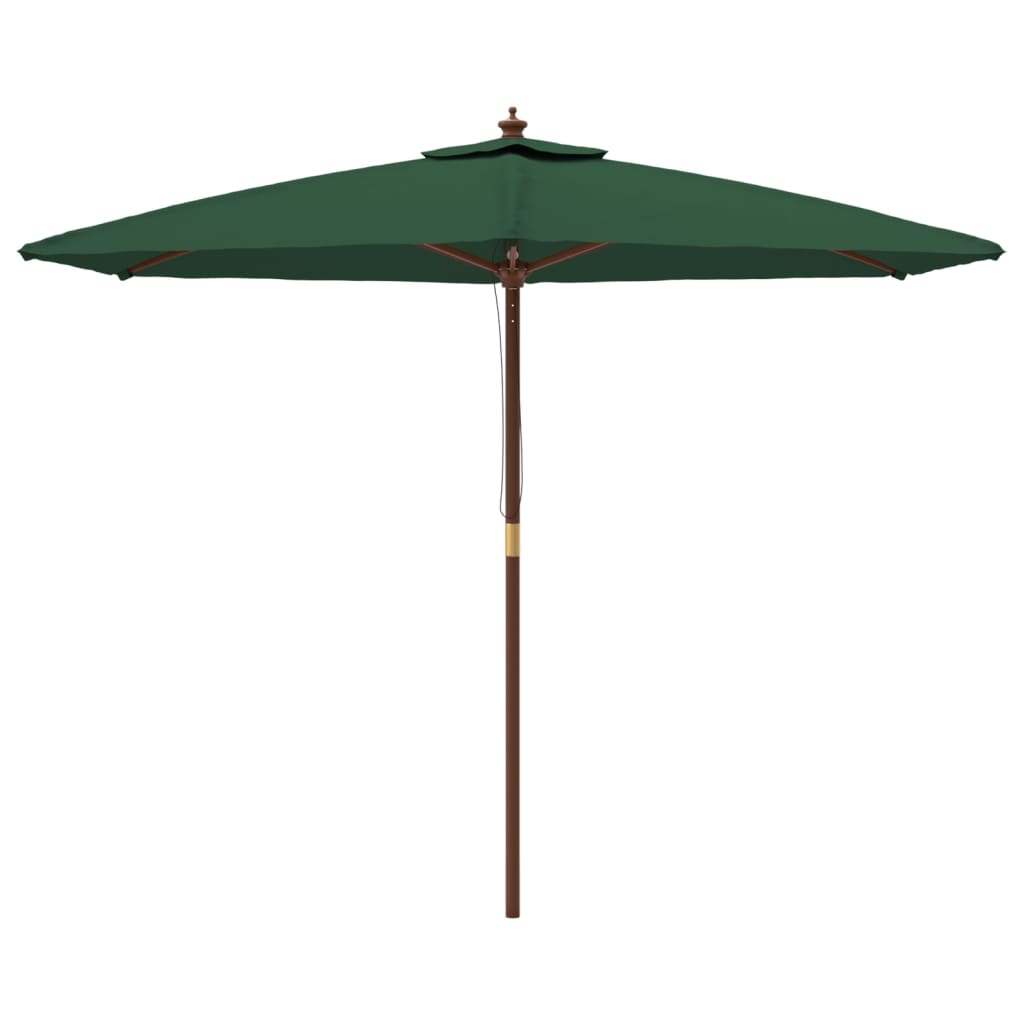 vidaXL Garden Parasol with Wooden Pole Green 299x240 cm