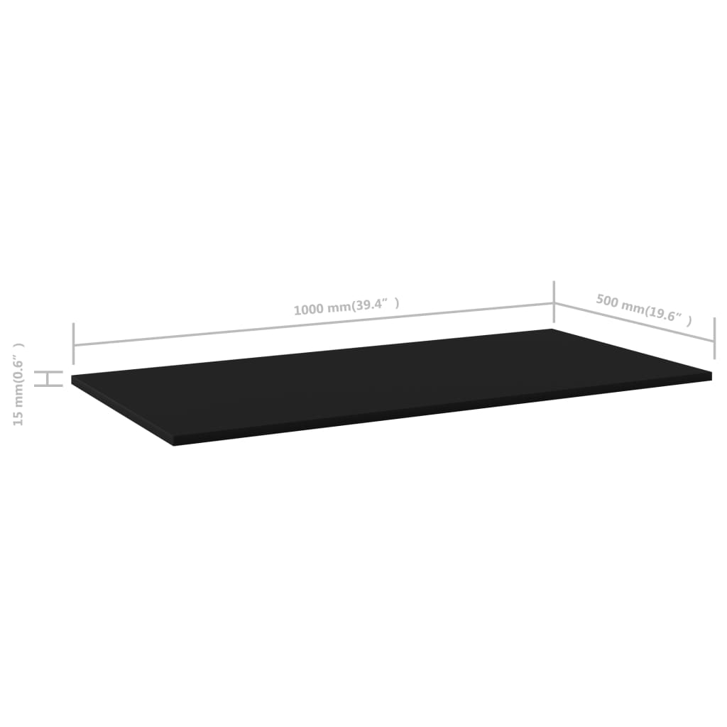 vidaXL Bookshelf Boards 4 pcs Black 100x50x1.5 cm Engineered Wood