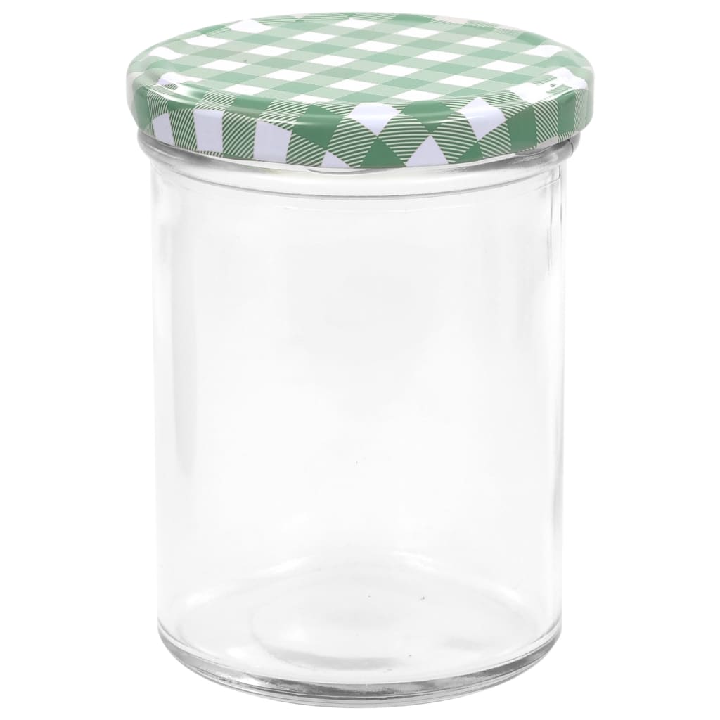 vidaXL Glass Jam Jars with White and Green Lid 96 pcs 400 ml