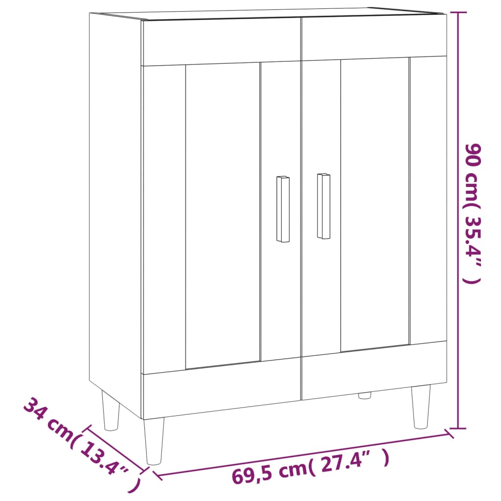 vidaXL Sideboard High Gloss White 69.5x34x90 cm Engineered Wood