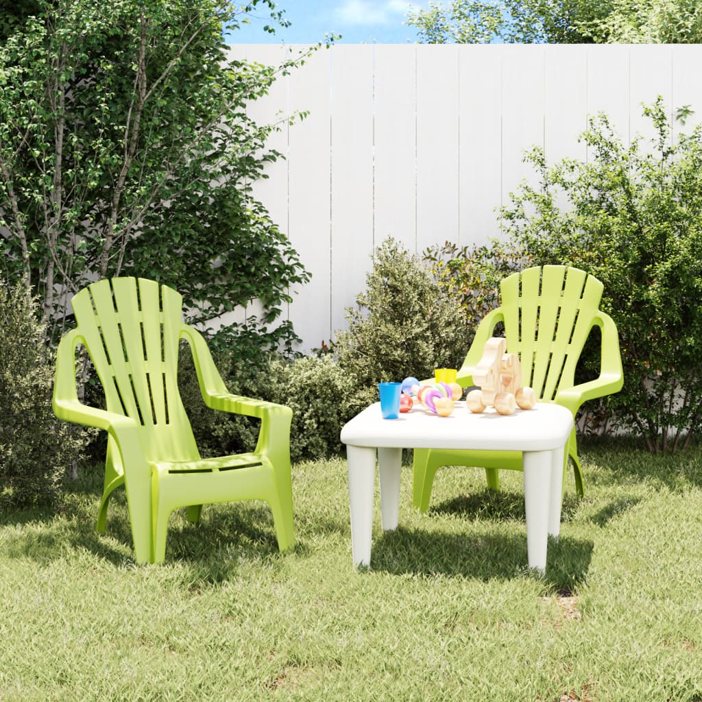 vidaXL Garden Chairs 2 pcs for Children Green 37x34x44cm PP Wooden Look