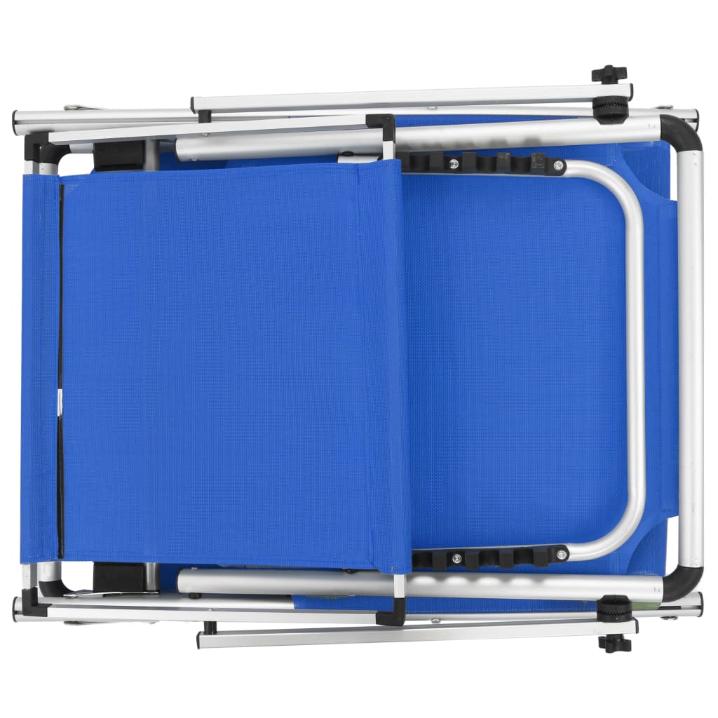 vidaXL Folding Sun Lounger with Roof Aluminium and Textilene Blue