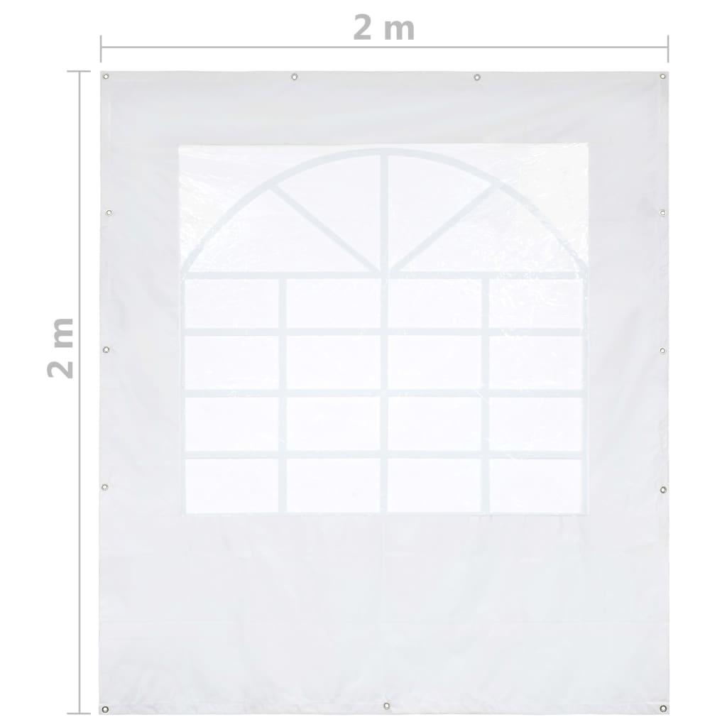 vidaXL Party Tent PVC Side Panel with Window 2x2 m White 550 g/m²
