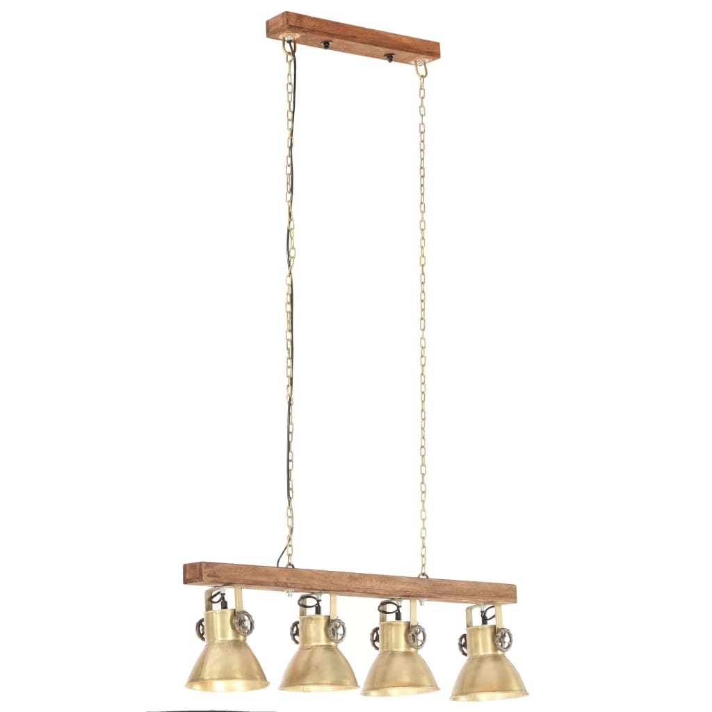 vidaXL Industrial Ceiling Lamp Brass E27 Mango Wood