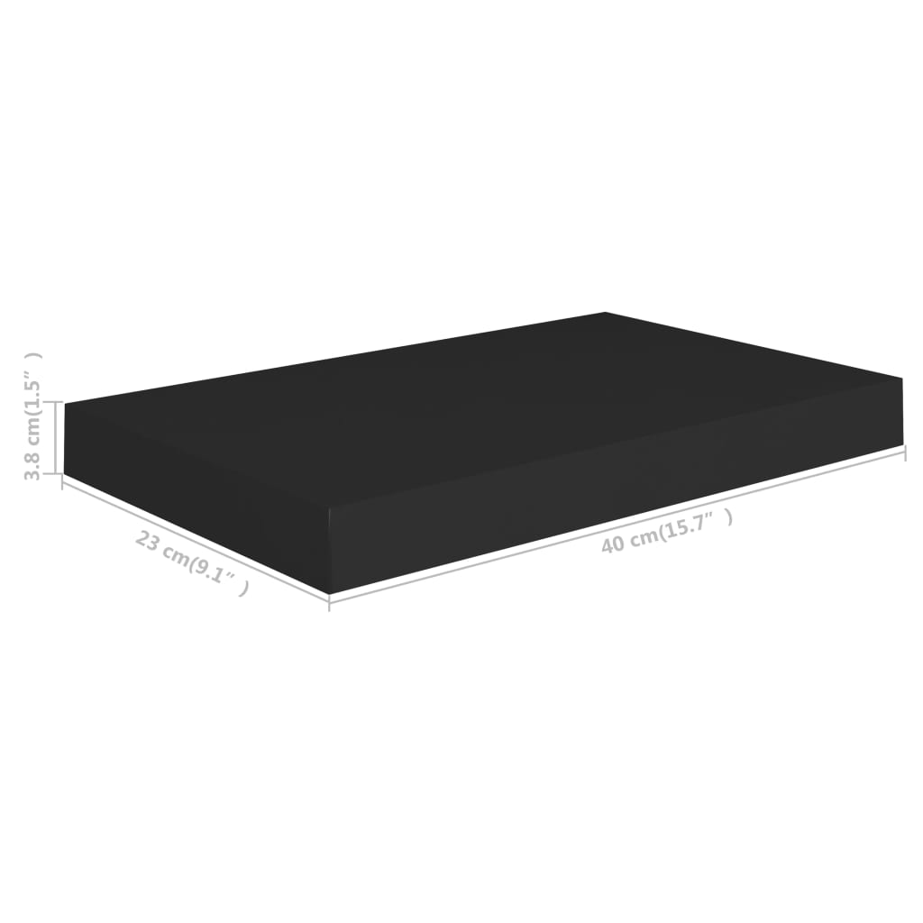vidaXL Floating Wall Shelves 2 pcs Black 40x23x3.8 cm MDF