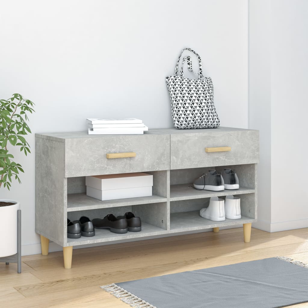 vidaXL Shoe Cabinet Concrete Grey 102x35x55 cm Engineered Wood