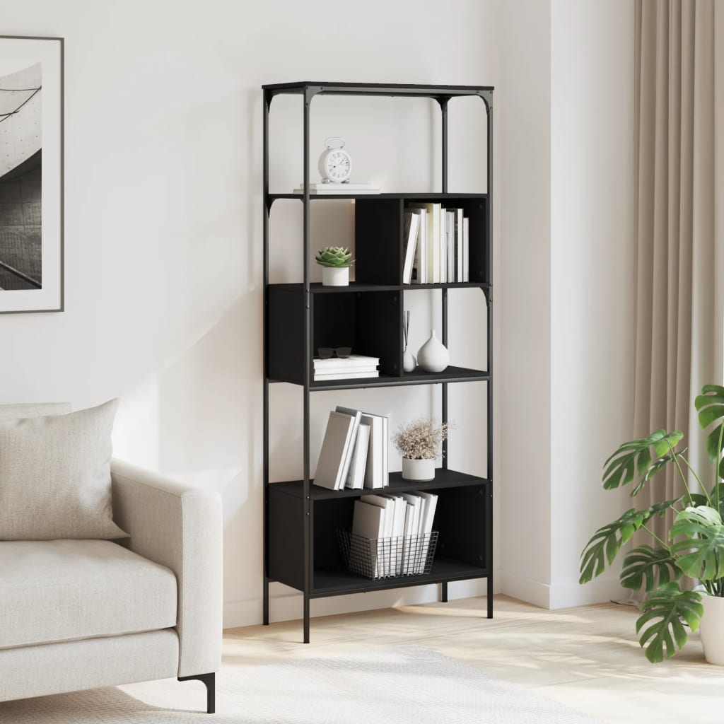 vidaXL Bookcase 5-Tier Black 76x33x188.5 cm Engineered Wood