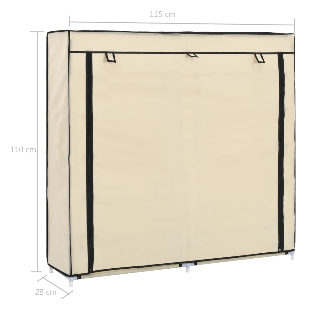 vidaXL Shoe Cabinet with Cover Cream 115x28x110 cm Fabric