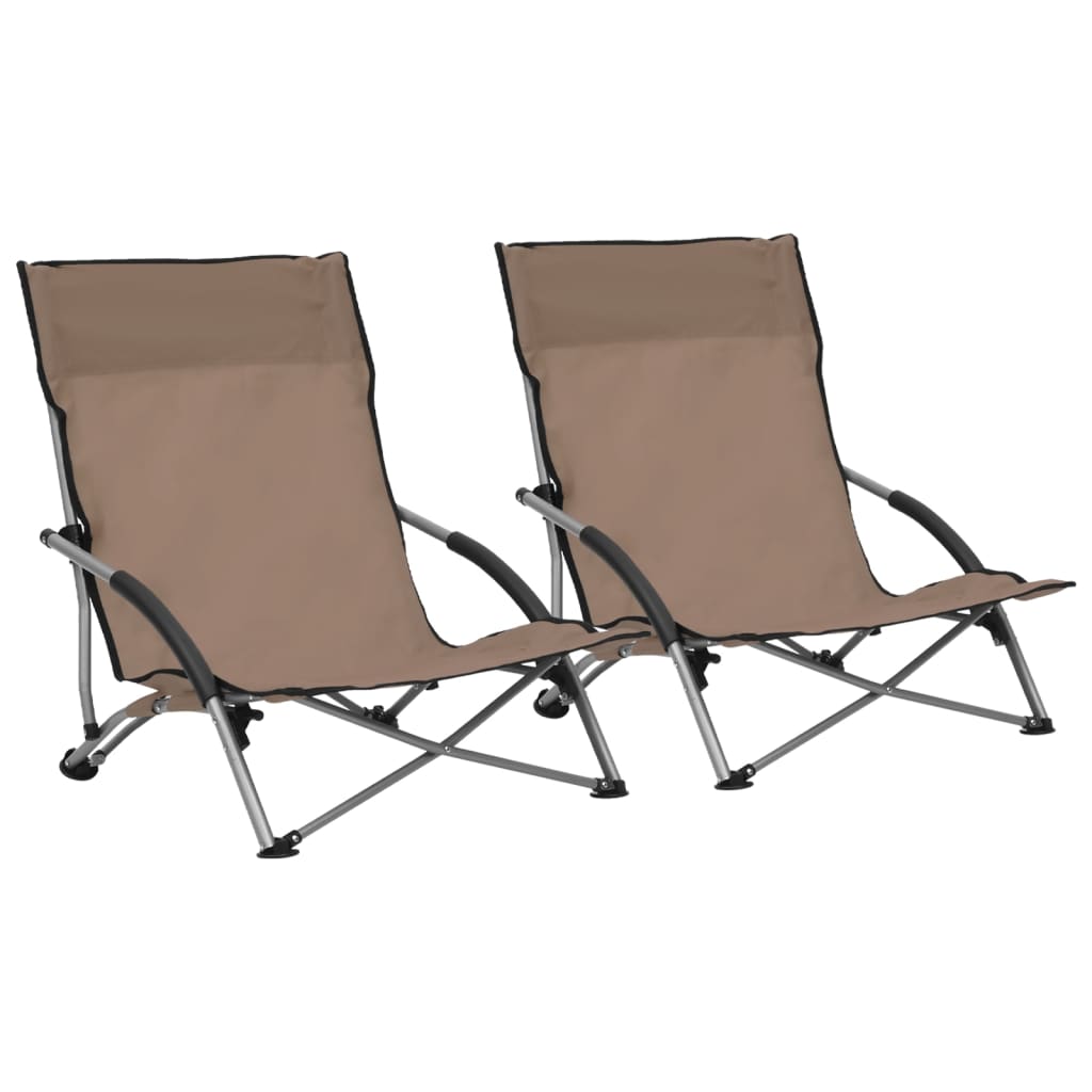 vidaXL Folding Beach Chairs 2 pcs Taupe Fabric