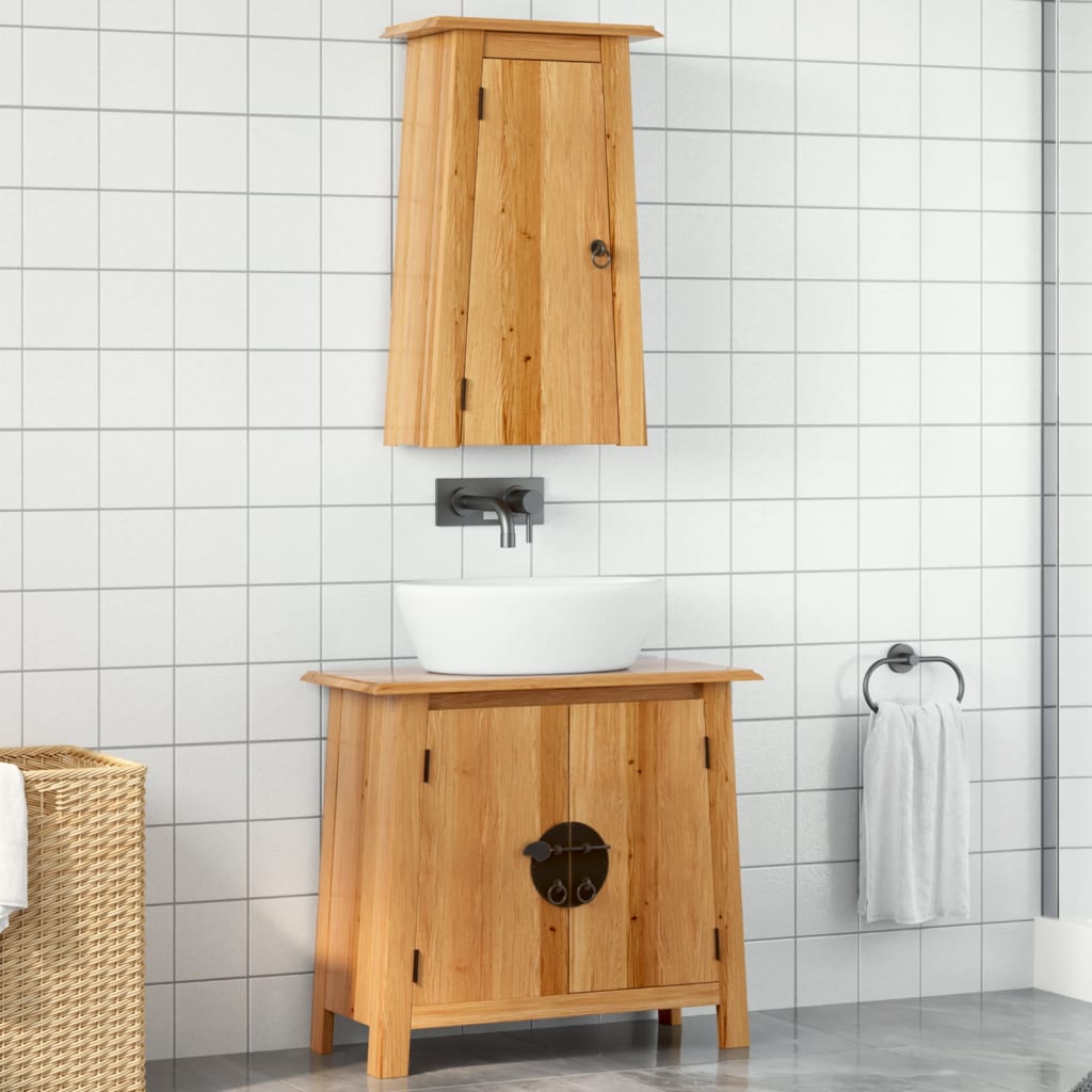 vidaXL 2 Piece Bathroom Furniture Set Solid Wood Pine