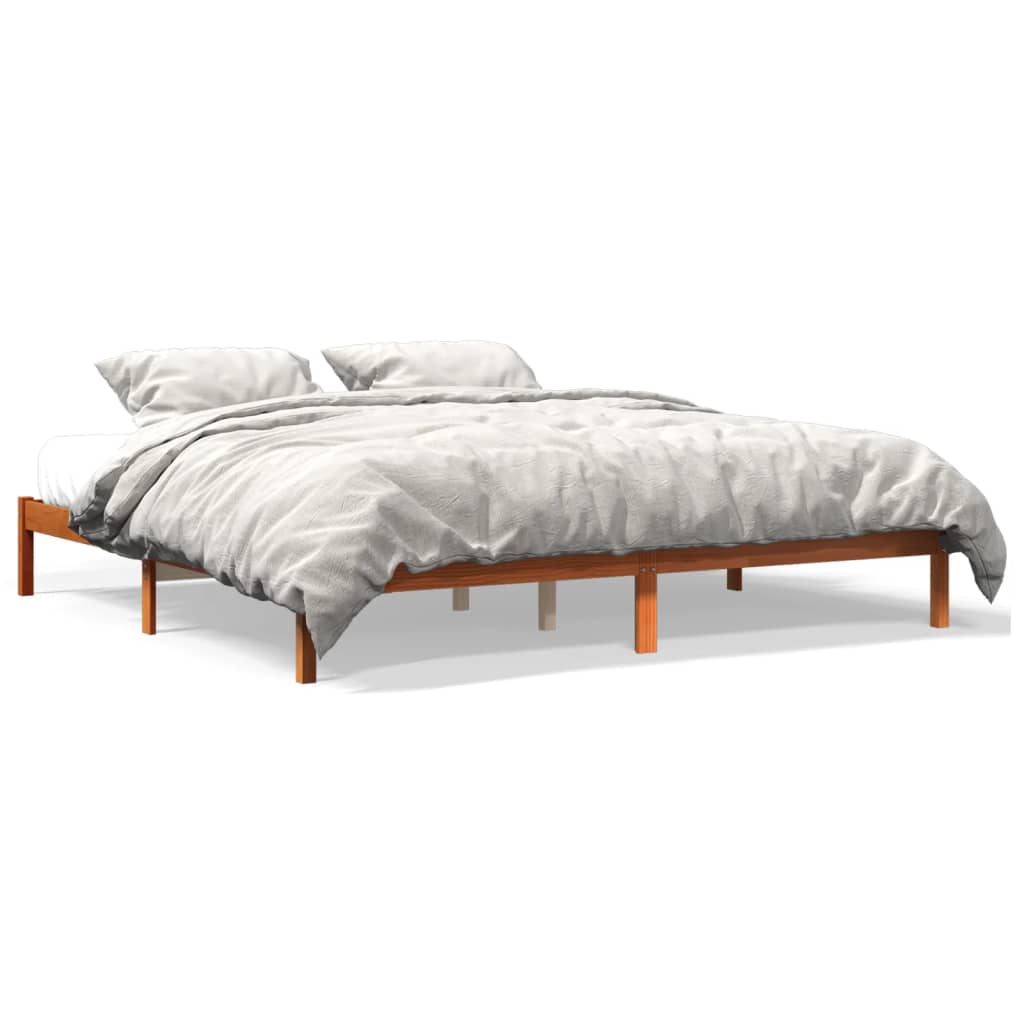 vidaXL Bed Frame Wax Brown 200x200 cm Solid Wood Pine