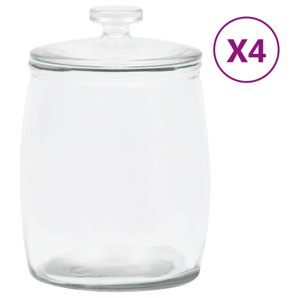 vidaXL Storage Glass Jars with Lid 4 pcs 8000 ml