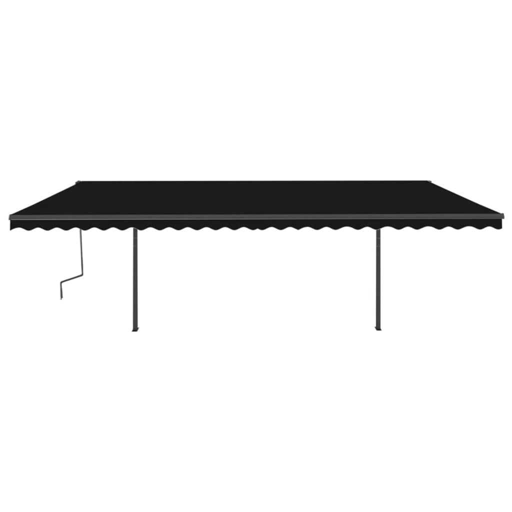 vidaXL Automatic Retractable Awning with Posts 6x3.5 m Anthracite