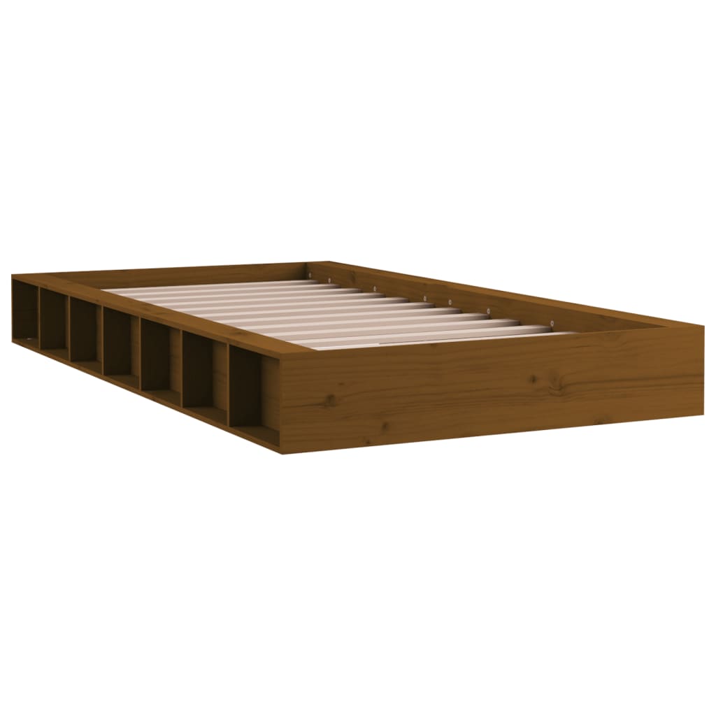 vidaXL Bed Frame Honey Brown 75x190 cm Small Single Solid Wood