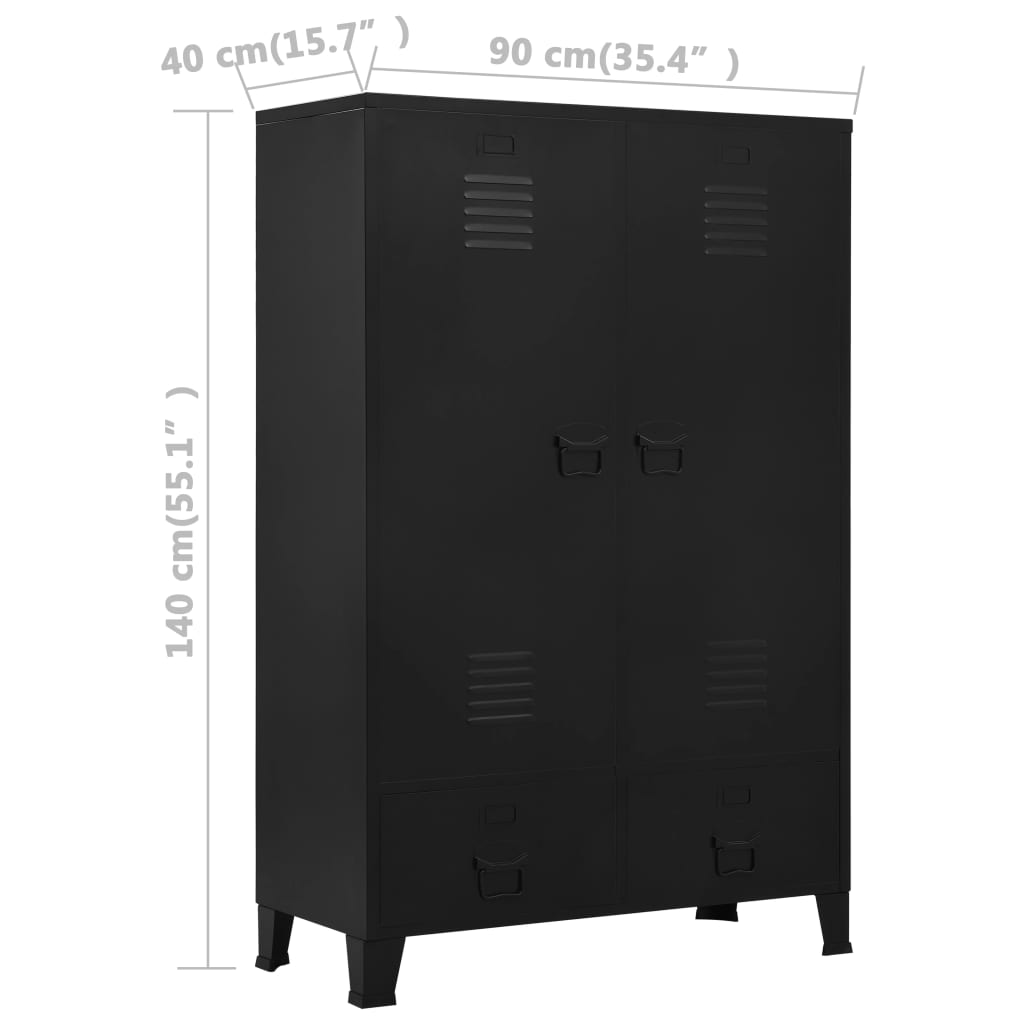 vidaXL Wardrobe Industrial Black 90x40x140 cm Steel
