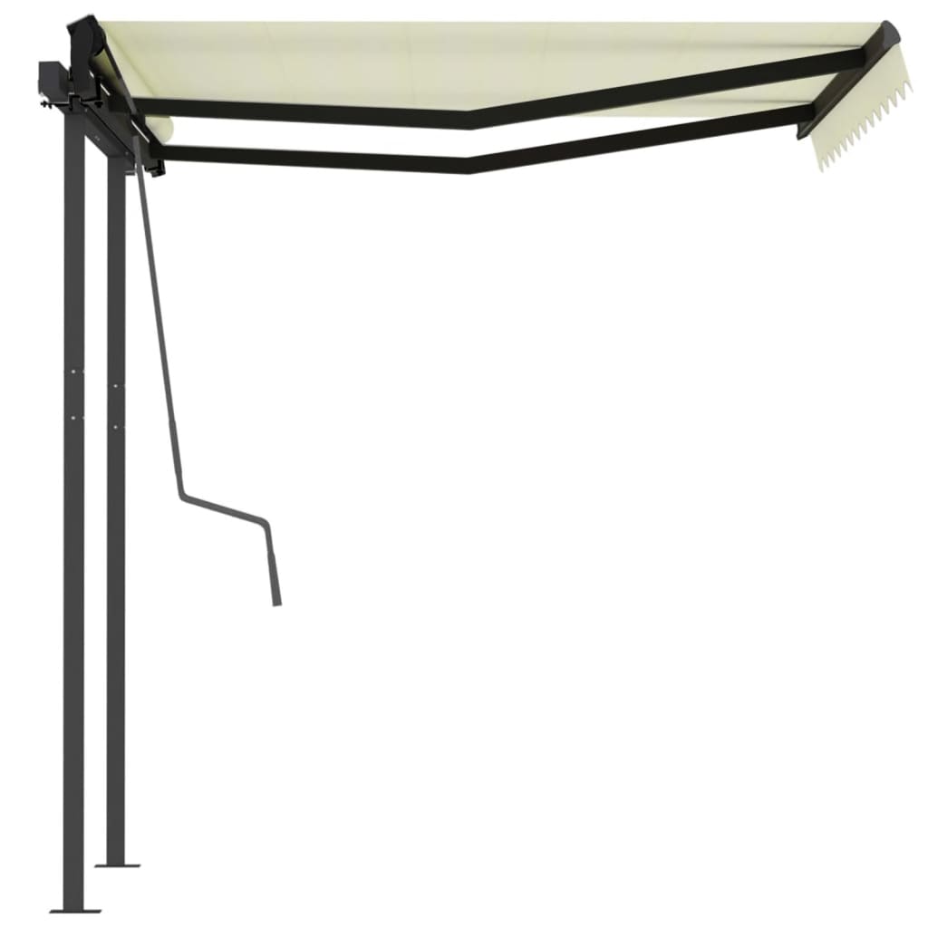 vidaXL Manual Retractable Awning with Posts 3x2.5 m Cream
