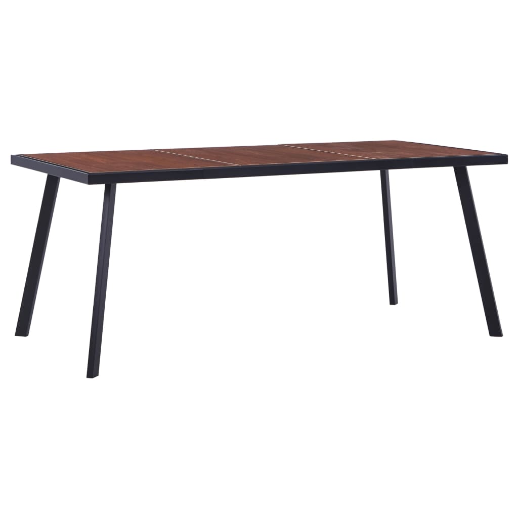 vidaXL Dining Table Dark Wood and Black 180x90x75 cm MDF