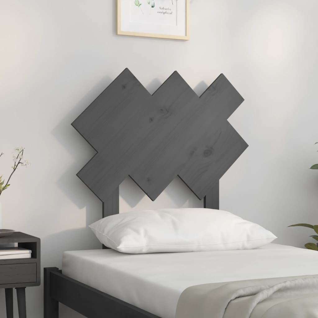 vidaXL Bed Headboard Grey 72.5x3x81 cm Solid Wood Pine