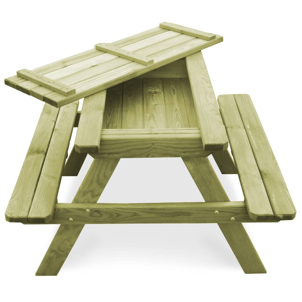 vidaXL Children's Picnic Table with Benches 90x90x58 cm Impregnated Pinewood