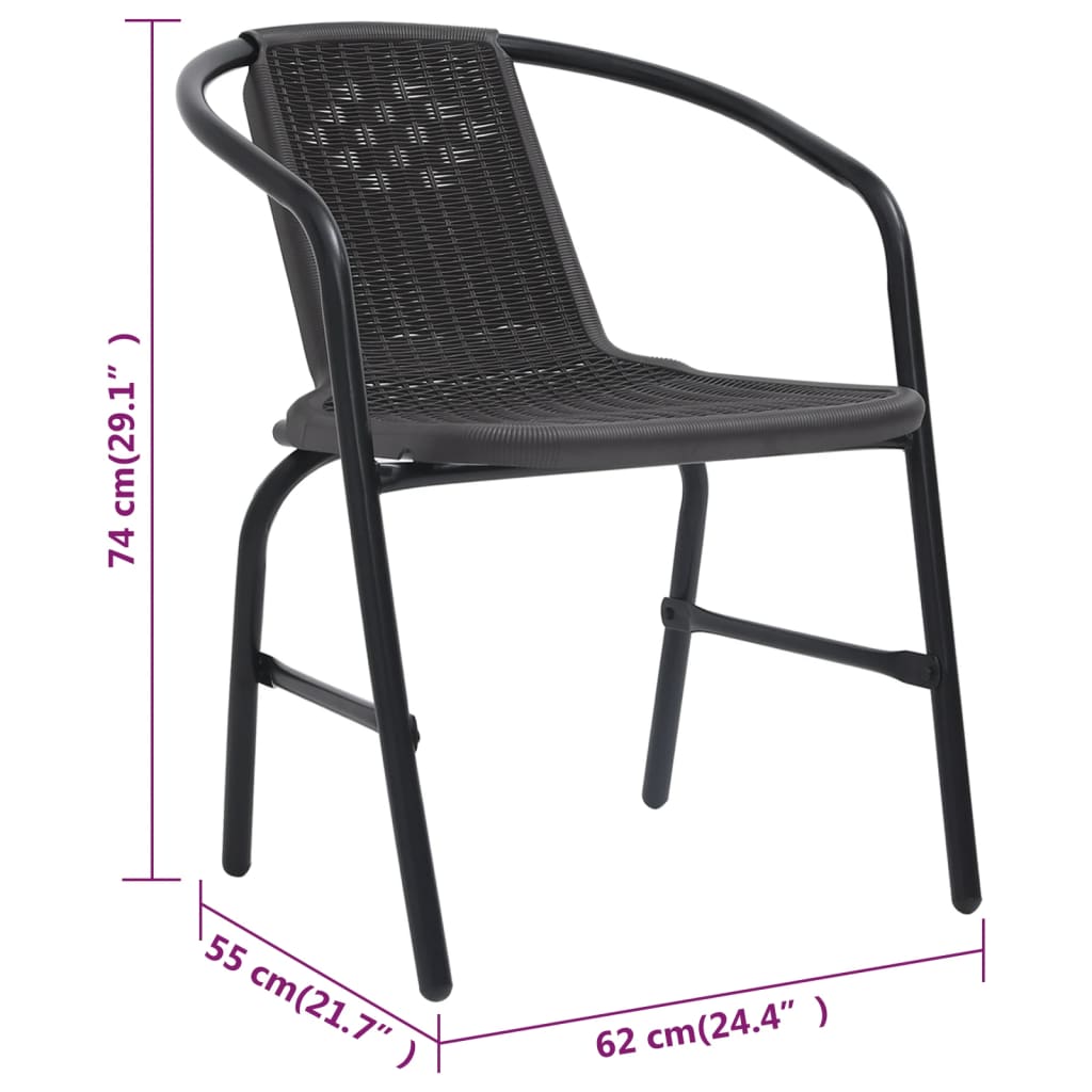vidaXL Garden Chairs 8 pcs Plastic Rattan and Steel 110 kg
