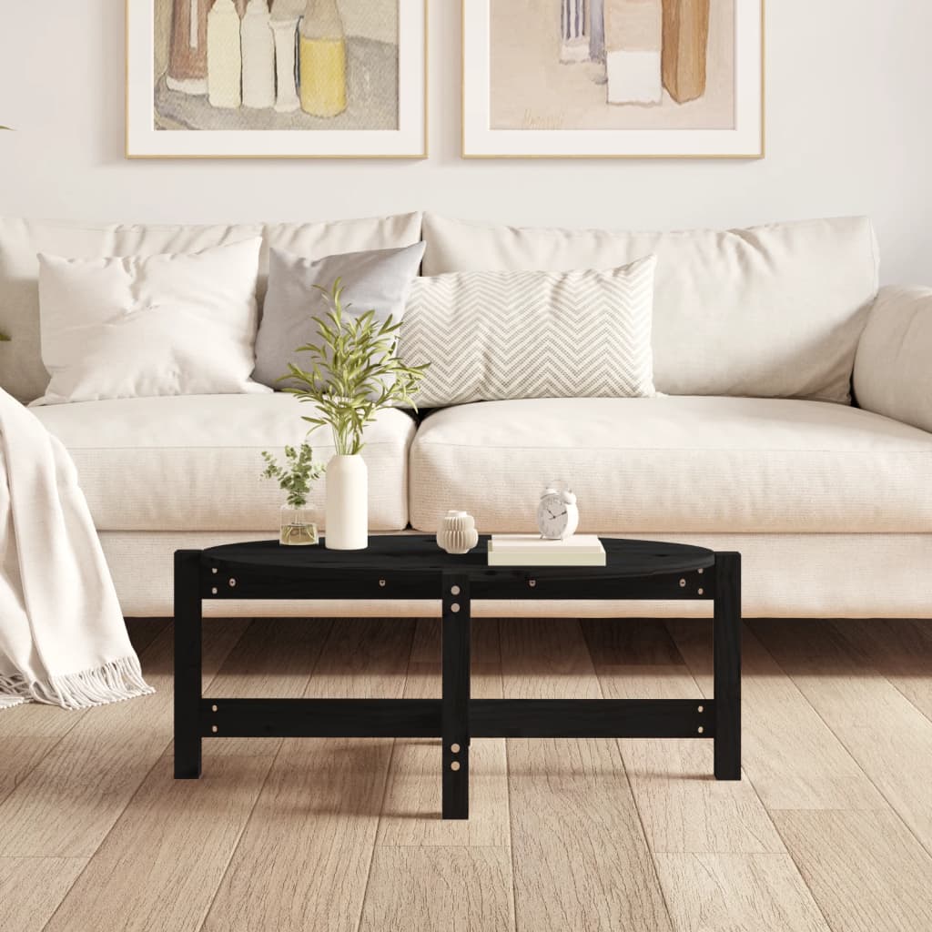 vidaXL Coffee Table Black 87x48x35 cm Solid Wood Pine