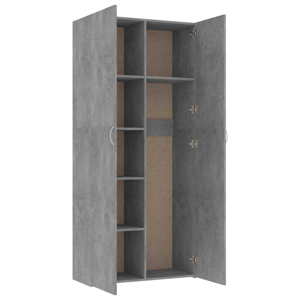 vidaXL Storage Cabinet Concrete Grey 80x35.5x180 cm Engineered Wood