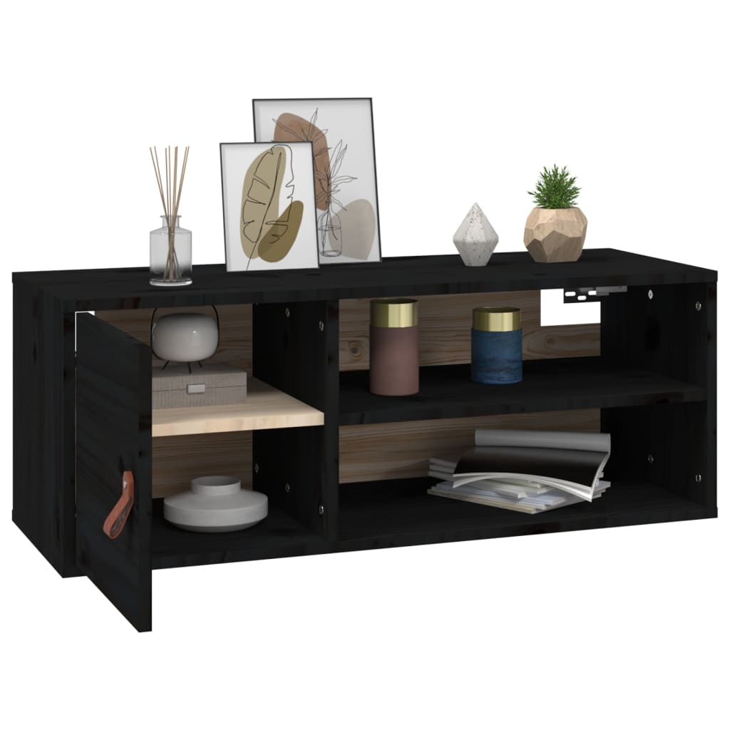 vidaXL Wall Cabinets 2 pcs Black 80x30x30 cm Solid Wood Pine