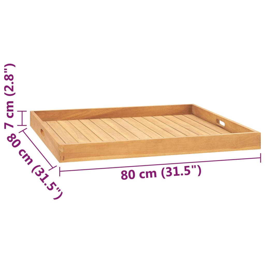 vidaXL Serving Tray 80x80 cm Solid Teak Wood