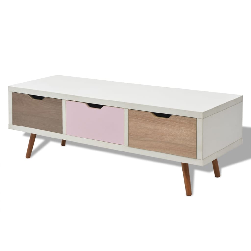 vidaXL TV Cabinet with 3 Drawers 120x39x39 cm White