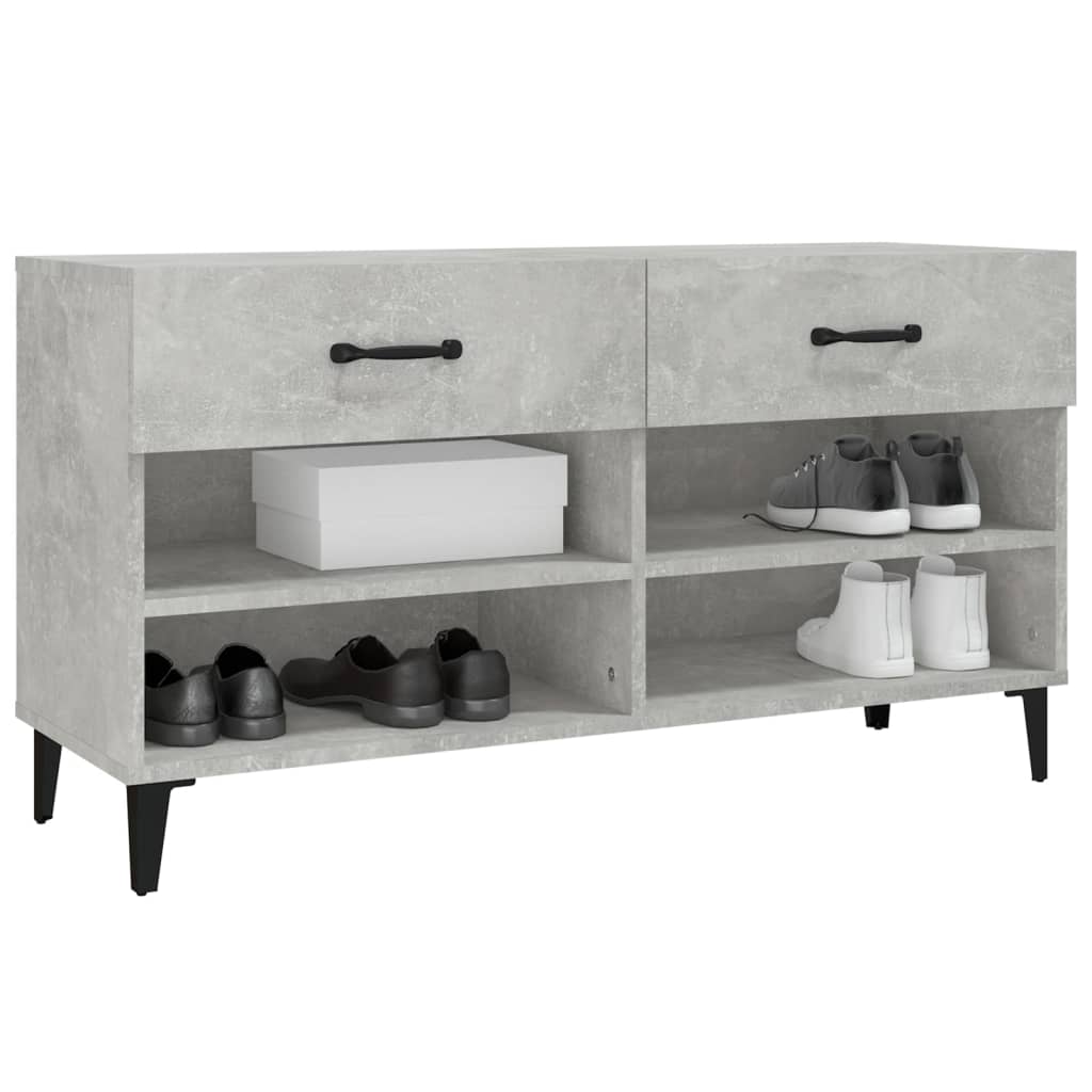 vidaXL Shoe Cabinet Concrete Grey 102x35x55 cm Engineered Wood