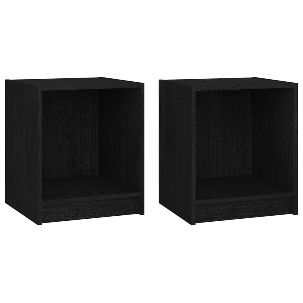 vidaXL Bedside Cabinets 2 pcs Black 35.5x33.5x41.5 cm Solid Pinewood