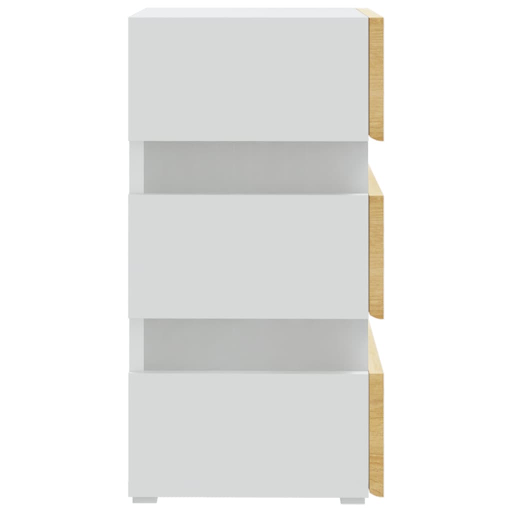 vidaXL LED Bedside Cabinet White and Sonoma Oak 45x35x67 cm Engineered Wood