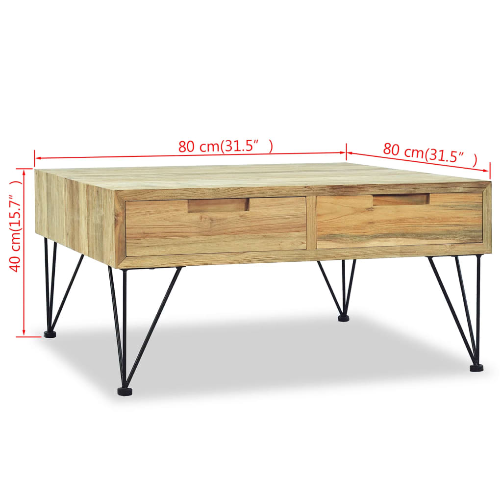vidaXL Coffee Table 80x80x40 cm Solid Teak