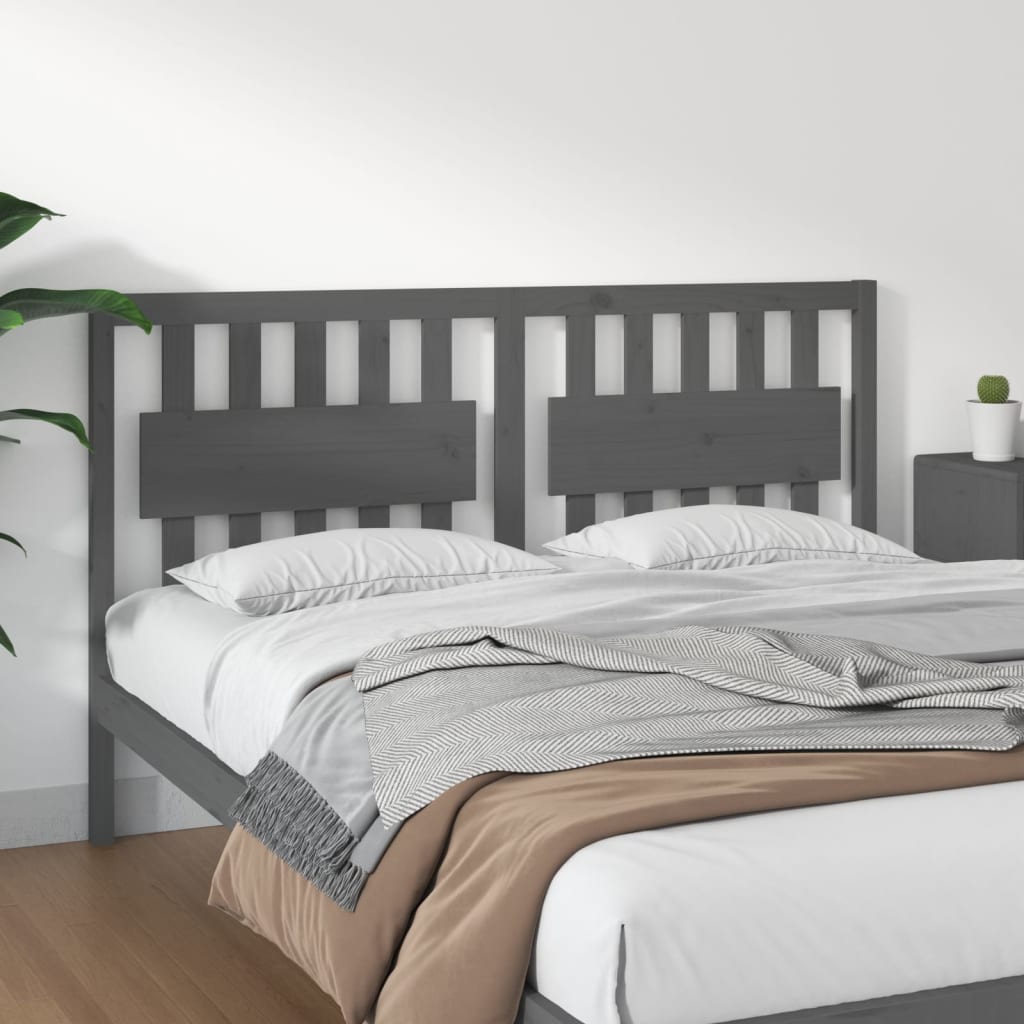 vidaXL Bed Headboard Grey 155.5x4x100 cm Solid Wood Pine