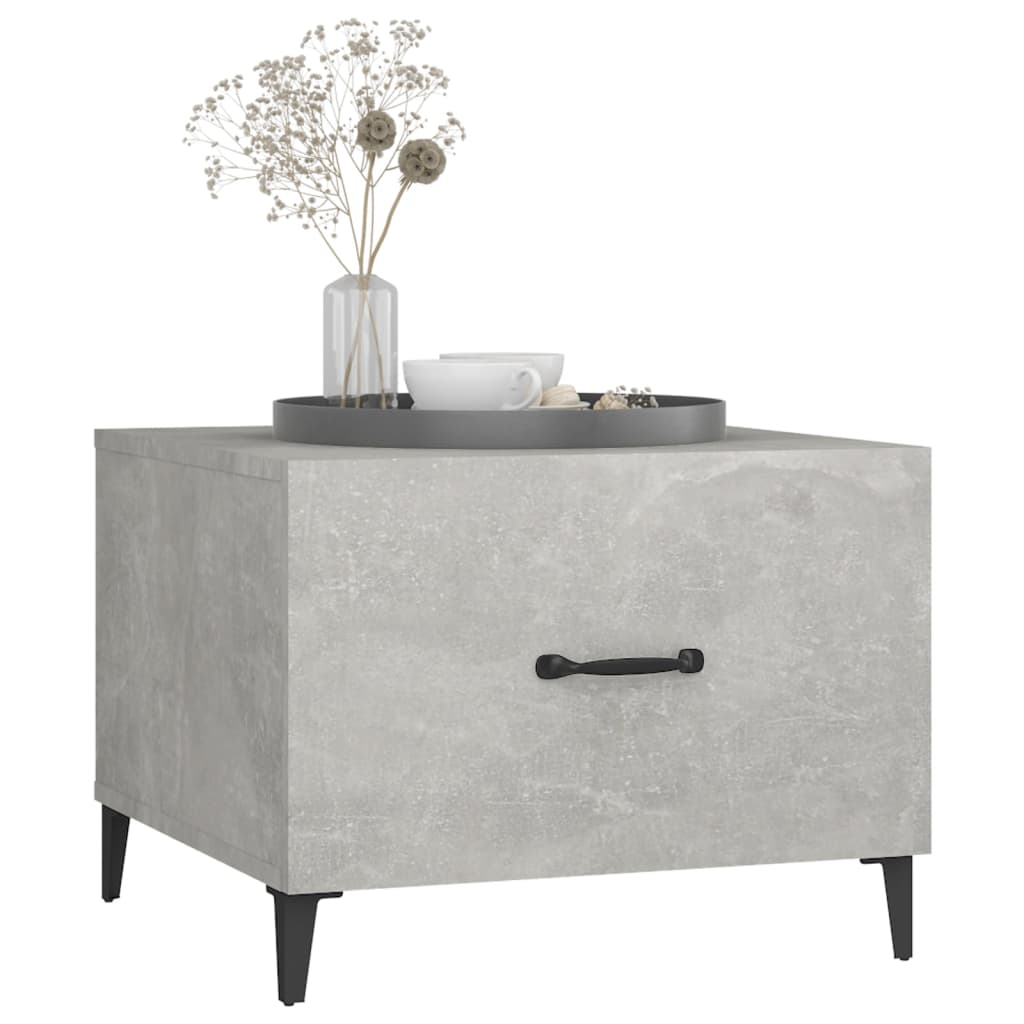 vidaXL Coffee Table with Metal Legs Concrete Grey 50x50x40 cm