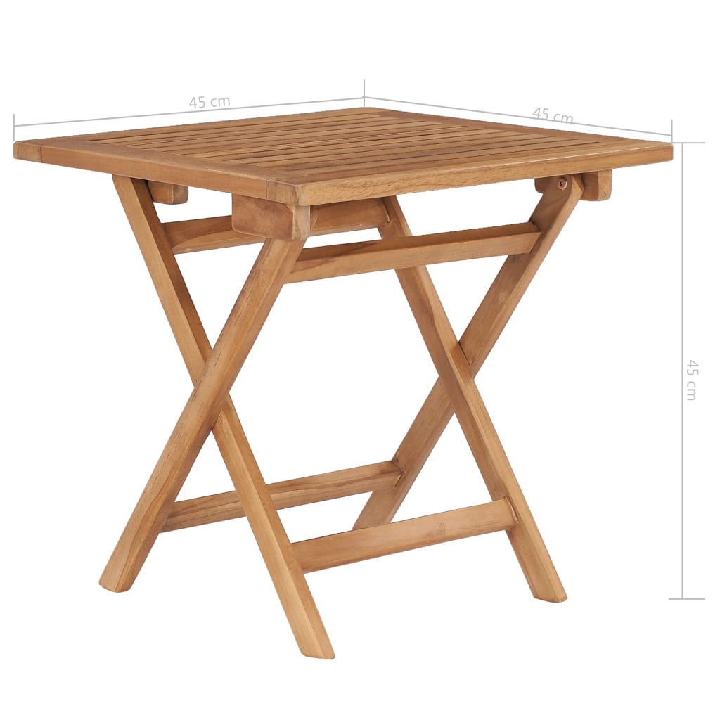 vidaXL Folding Garden Table 45x45x45 cm Solid Teak Wood