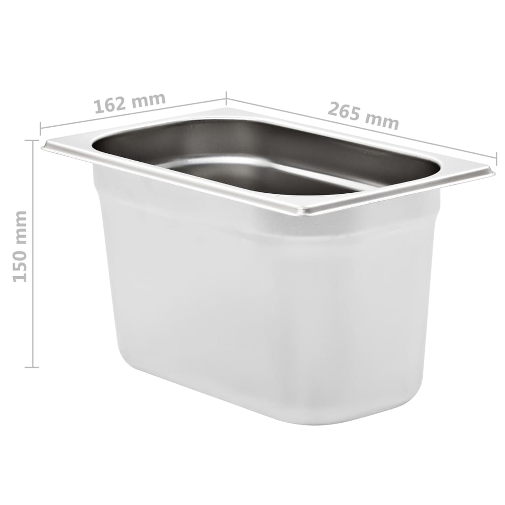 vidaXL Gastronorm Containers 4 pcs GN 1/4 150 mm Stainless Steel
