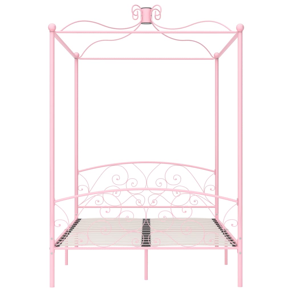 vidaXL Canopy Bed Frame Pink Metal 120x200 cm