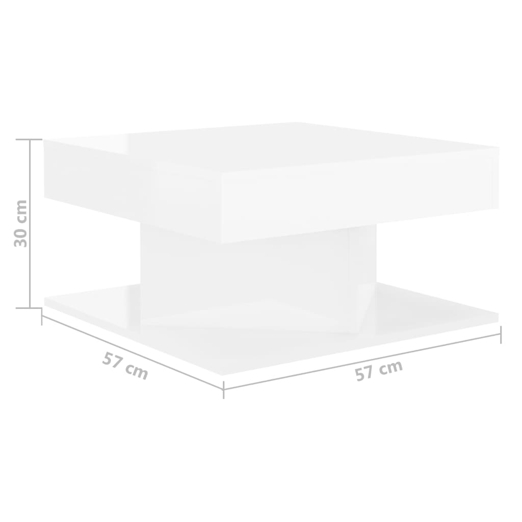 vidaXL Coffee Table High Gloss White 57x57x30 cm Engineered Wood