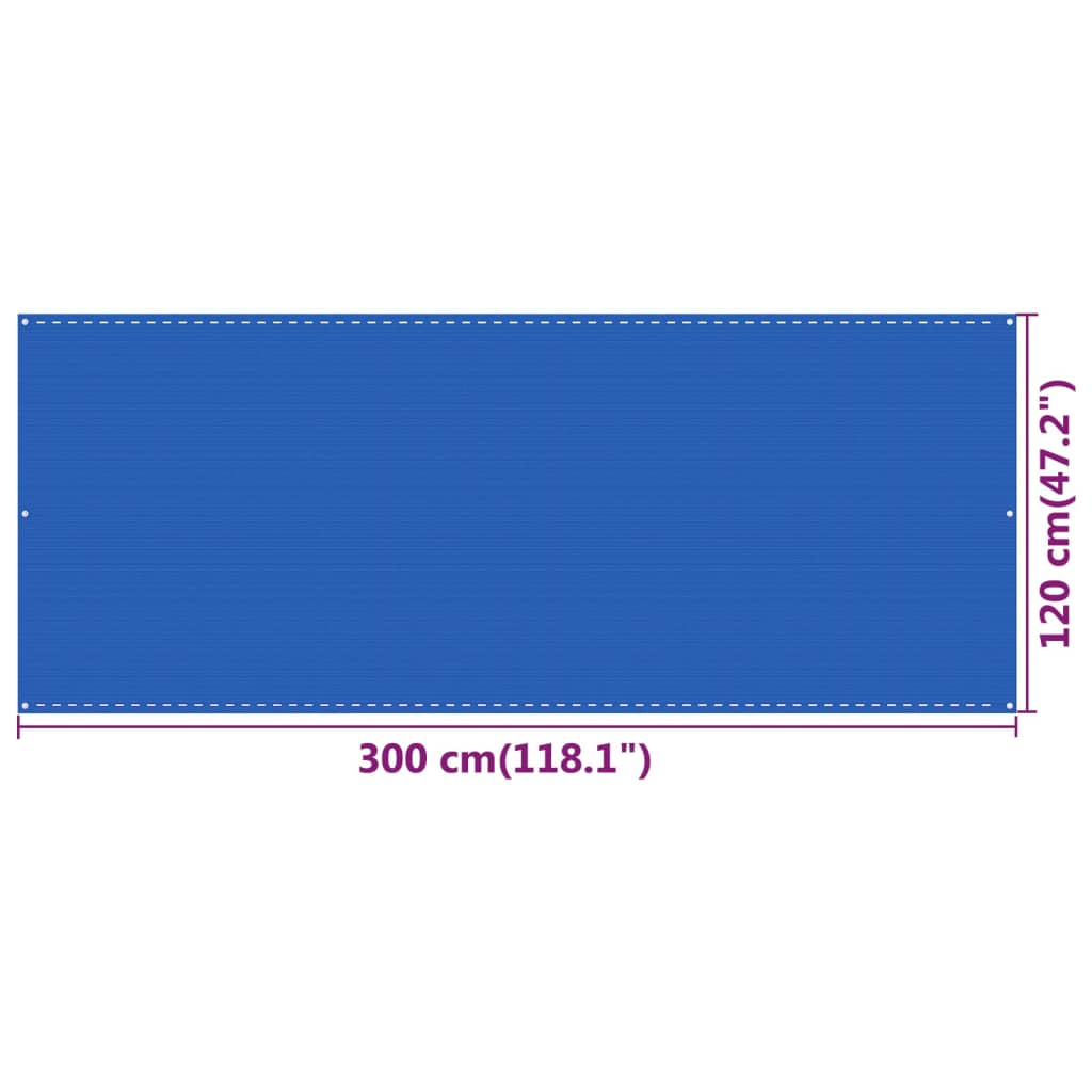 vidaXL Balcony Screen Blue 120x300 cm HDPE