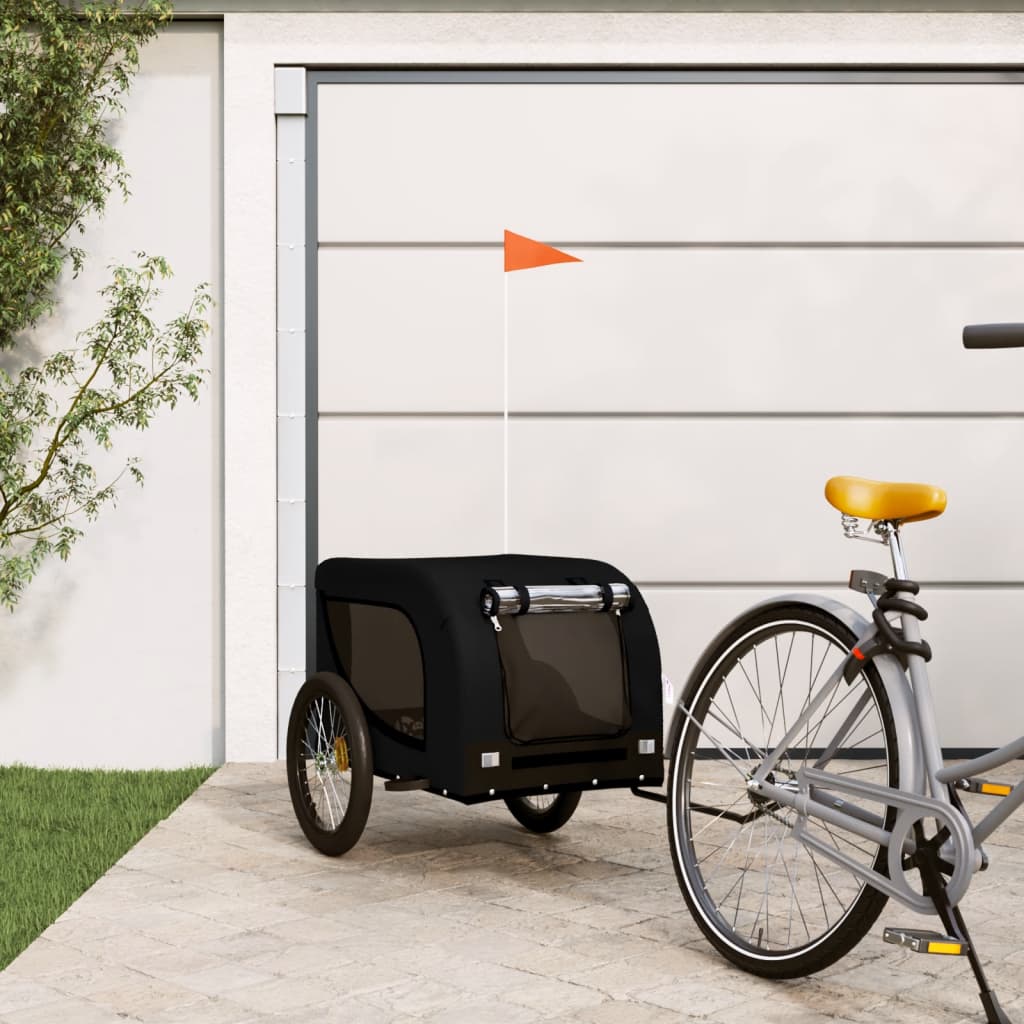 vidaXL Dog Bike Trailer Black Oxford Fabric and Iron vidaXL.co.uk