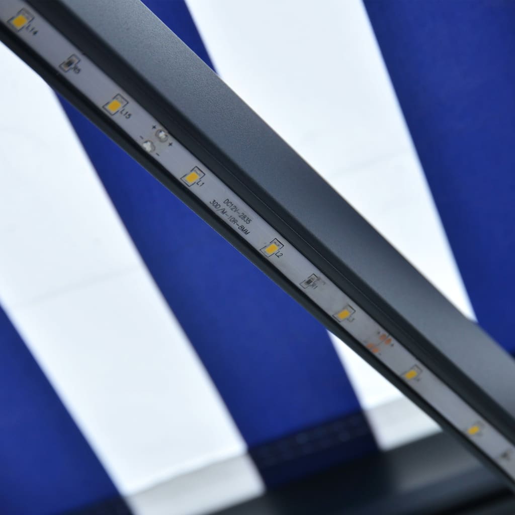 vidaXL Awning with Wind Sensor & LED 350x250 cm Blue and White
