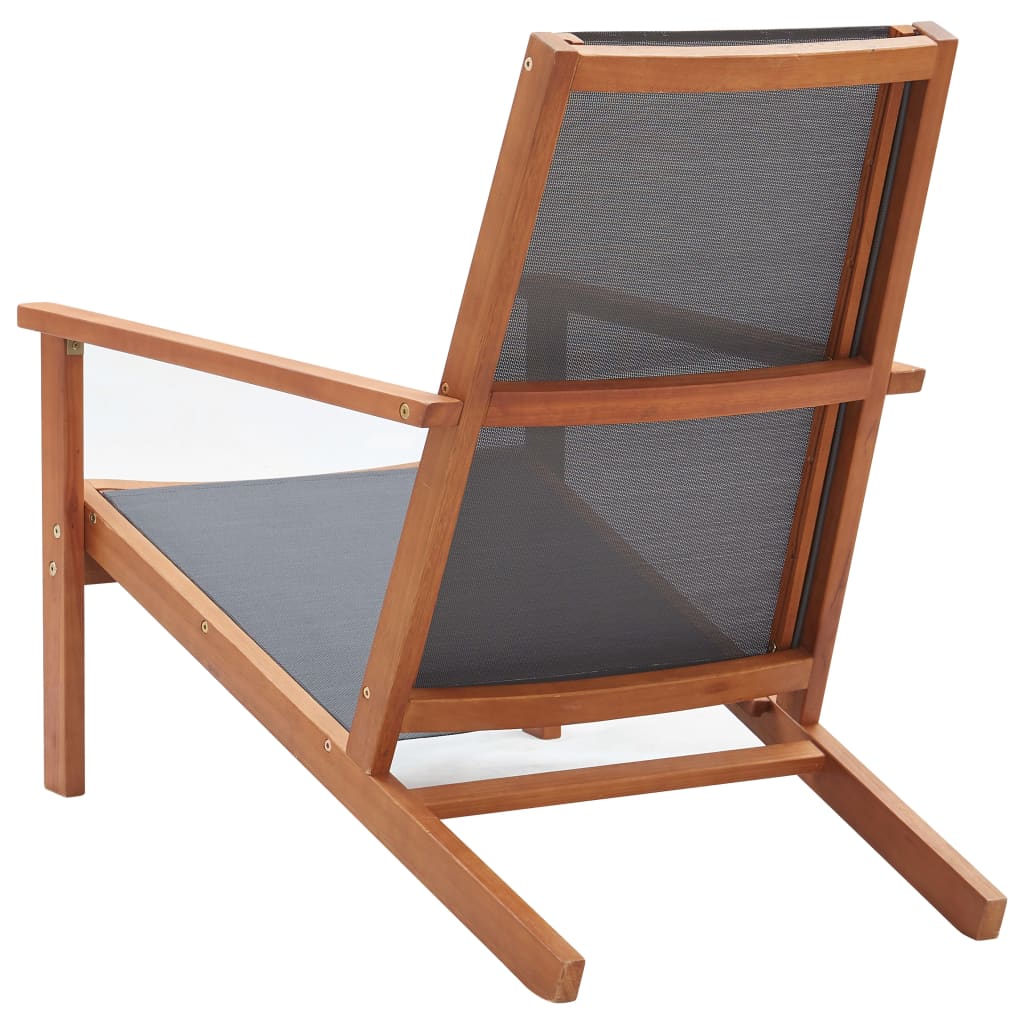 vidaXL Garden Lounge Chair Grey Solid Eucalyptus Wood and Textilene