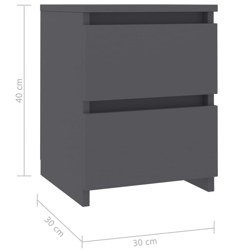 vidaXL Bedside Cabinet Grey 30x30x40 cm Chipboard