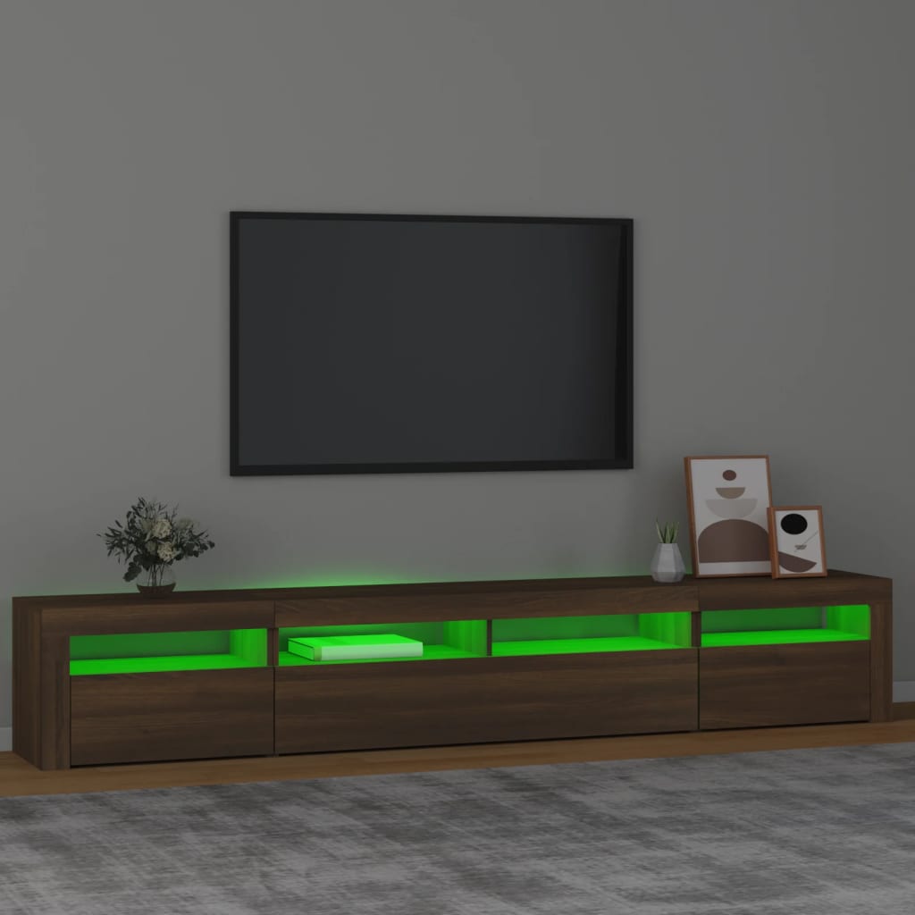 vidaXL TV Cabinet with LED Lights Brown Oak 240x35x40 cm