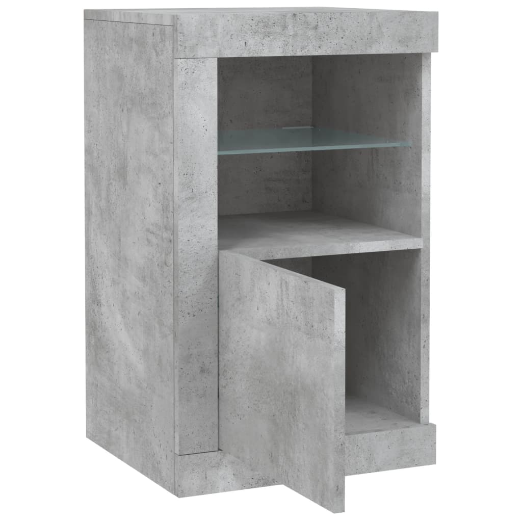 vidaXL Side Cabinets with LED Lights 2 pcs Concrete Grey Engineered Wood