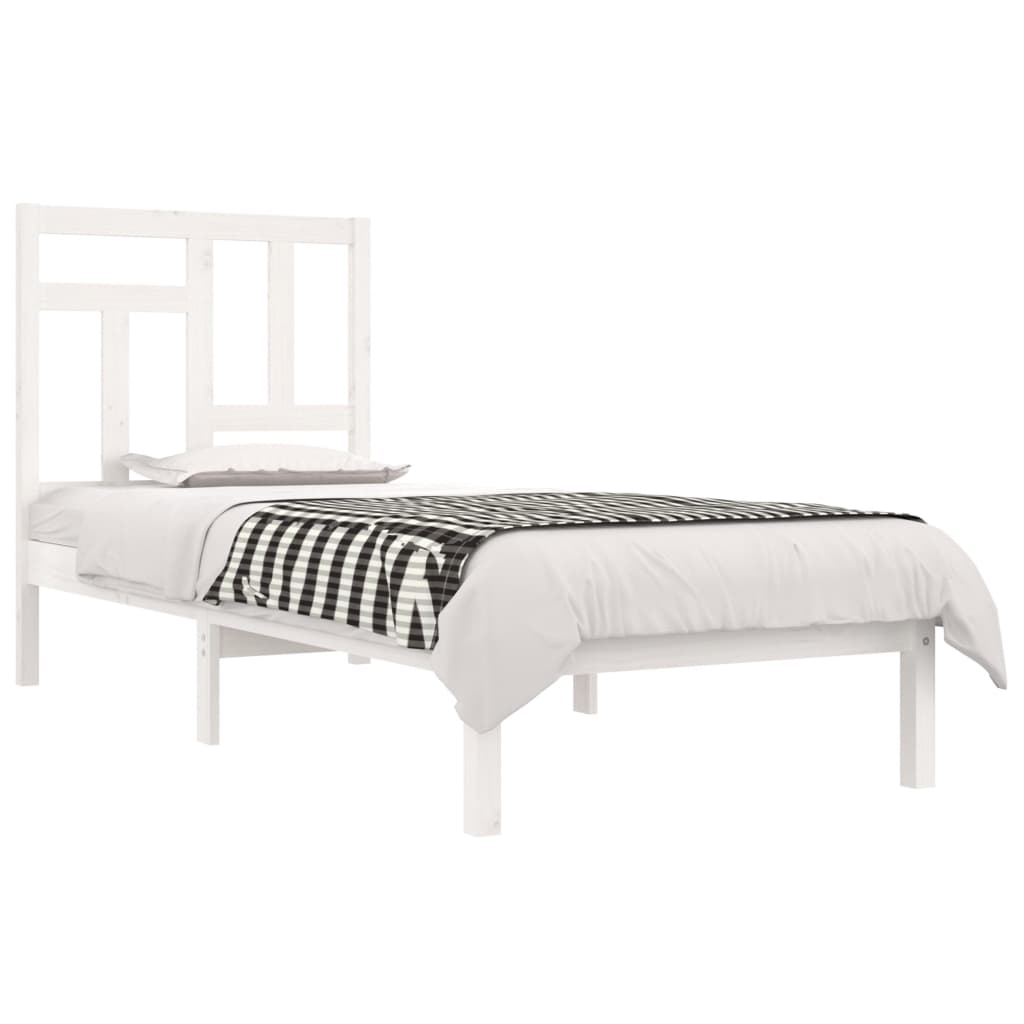 vidaXL Bed Frame White Solid Wood 75x190 cm Small Single
